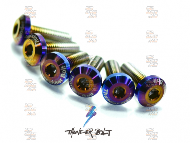 Thunder Bolt Ti SS-2a Titanium Steering Wheel Bolt Set - Blue Gradation 20mm